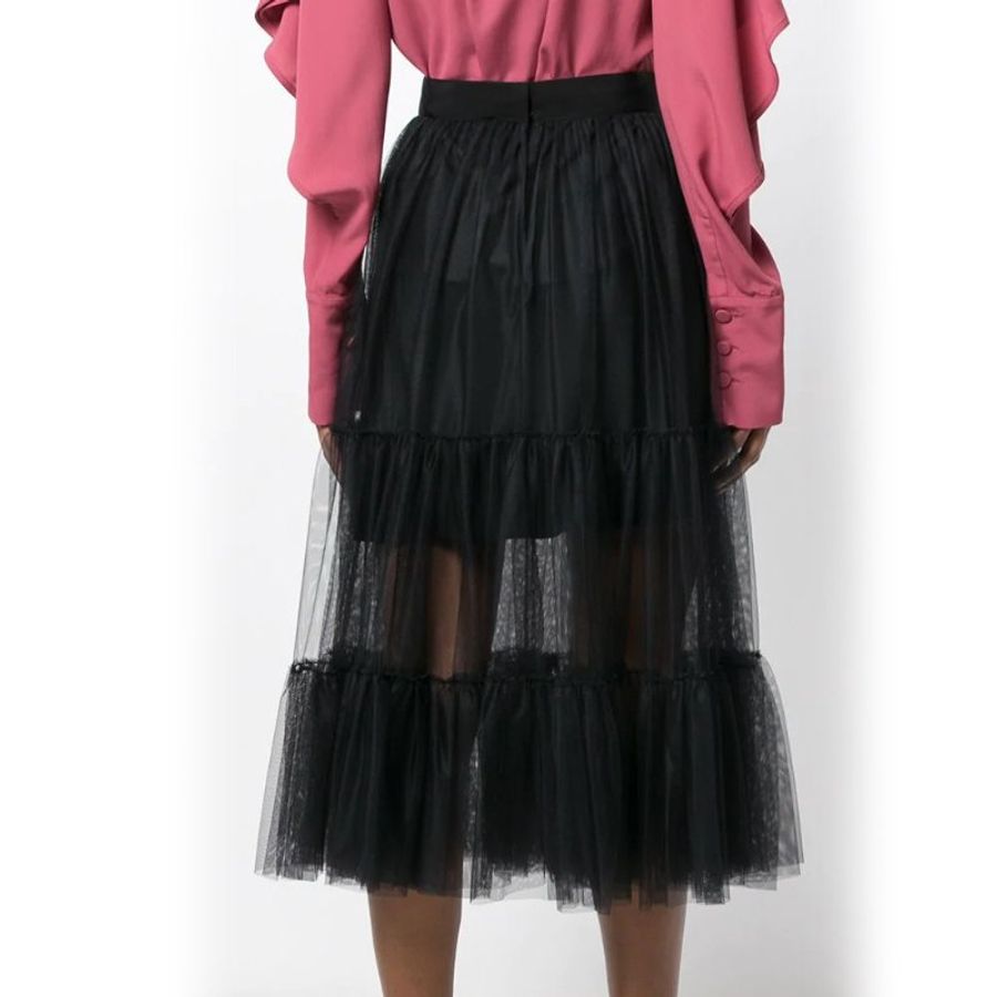 Moncler Over The Knee Mesh Skirt for Women in Black (2560105-61188-999-38)-1