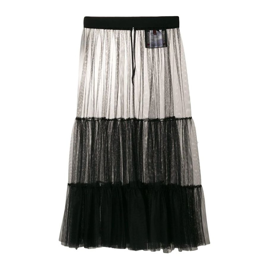 Moncler Over The Knee Mesh Skirt for Women in Black (2560105-61188-999-42)-0