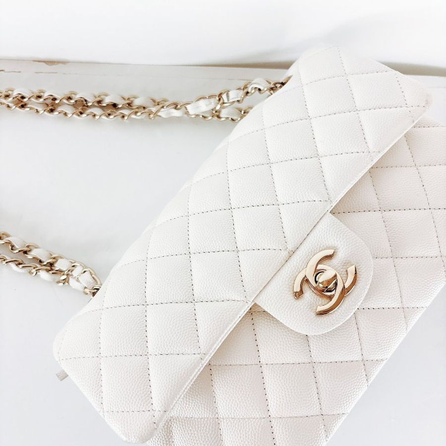 Chanel cf23 荔枝牛 奶白色 晶片款-4