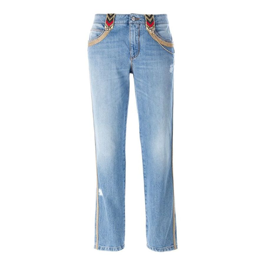 Ermanno Scervino Embroidered Trim Jeans for Women in Blue (D287P705CBDFR-CAM-38)-0