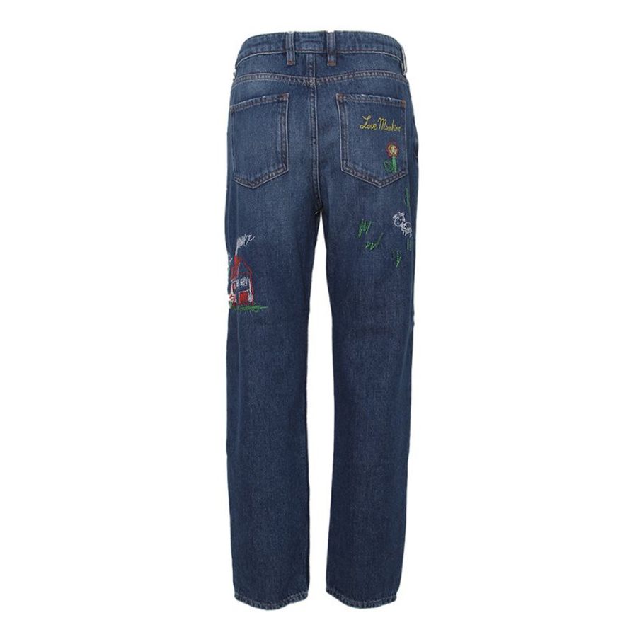 Love Moschino Multi Pattern Embroidered Jeans for Women in Blue (Q38107-T9153-853W-25)-1
