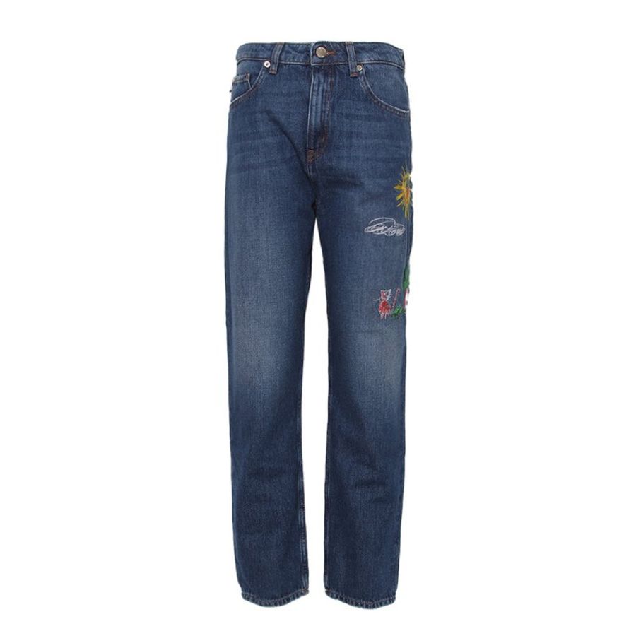 Love Moschino Multi Pattern Embroidered Jeans for Women in Blue (Q38107-T9153-853W-27)-0
