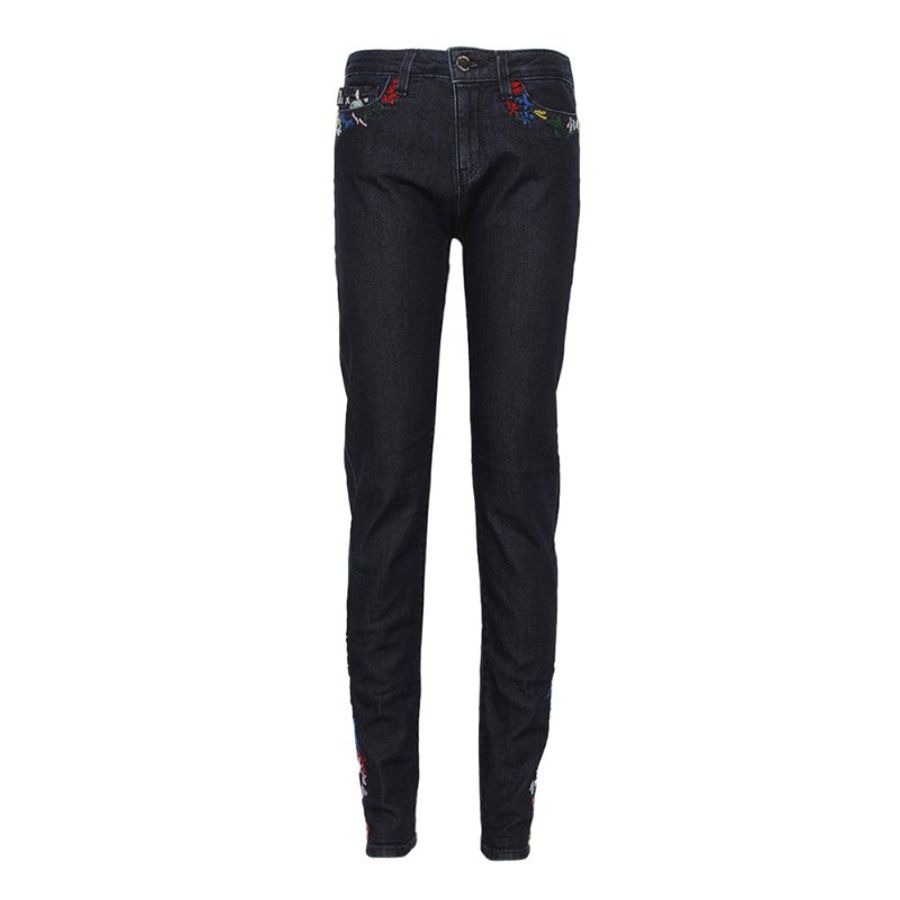 Love Moschino Multi-Colour Embroidered Jeans for Women in Blue (Q38720-S2883-051E-26)-0