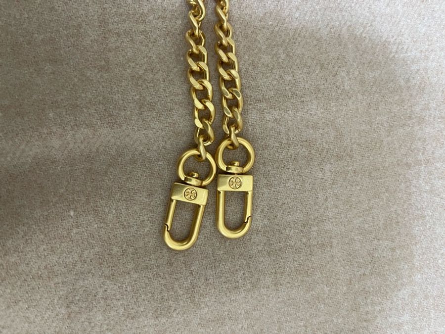 Tory Burch 麻棉編織拼接皮質WOC鏈包-17