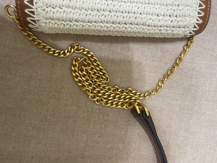 Tory Burch 麻棉編織拼接皮質WOC鏈包-18
