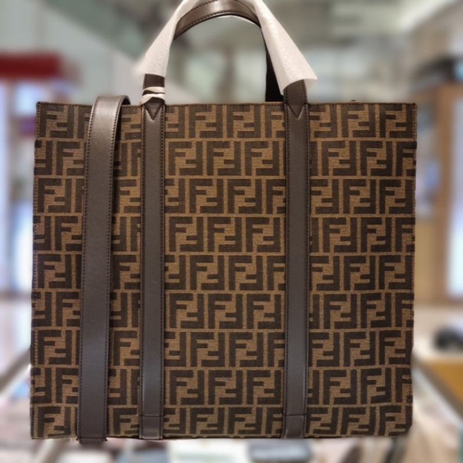 🌿春季限時降價🌿Fendi 7VA390 FF 緹花及皮革托特包 棕色-1