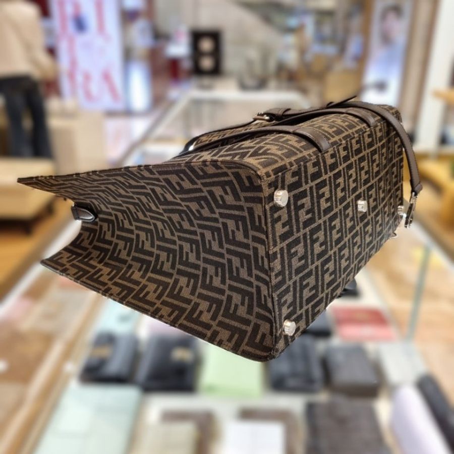 🌿春季限時降價🌿Fendi 7VA390 FF 緹花及皮革托特包 棕色-4