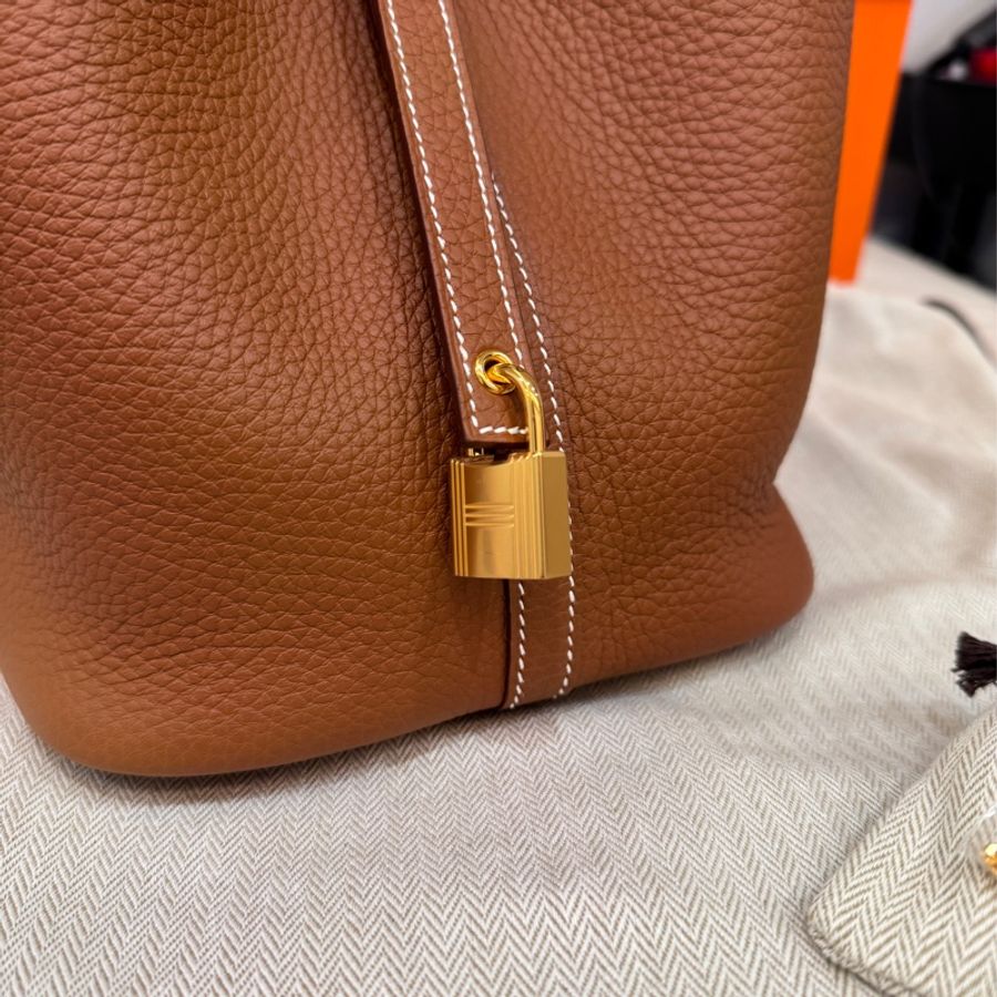 Hermes 愛馬仕 Picotin 22 金棕金釦B刻全新 TC皮-7