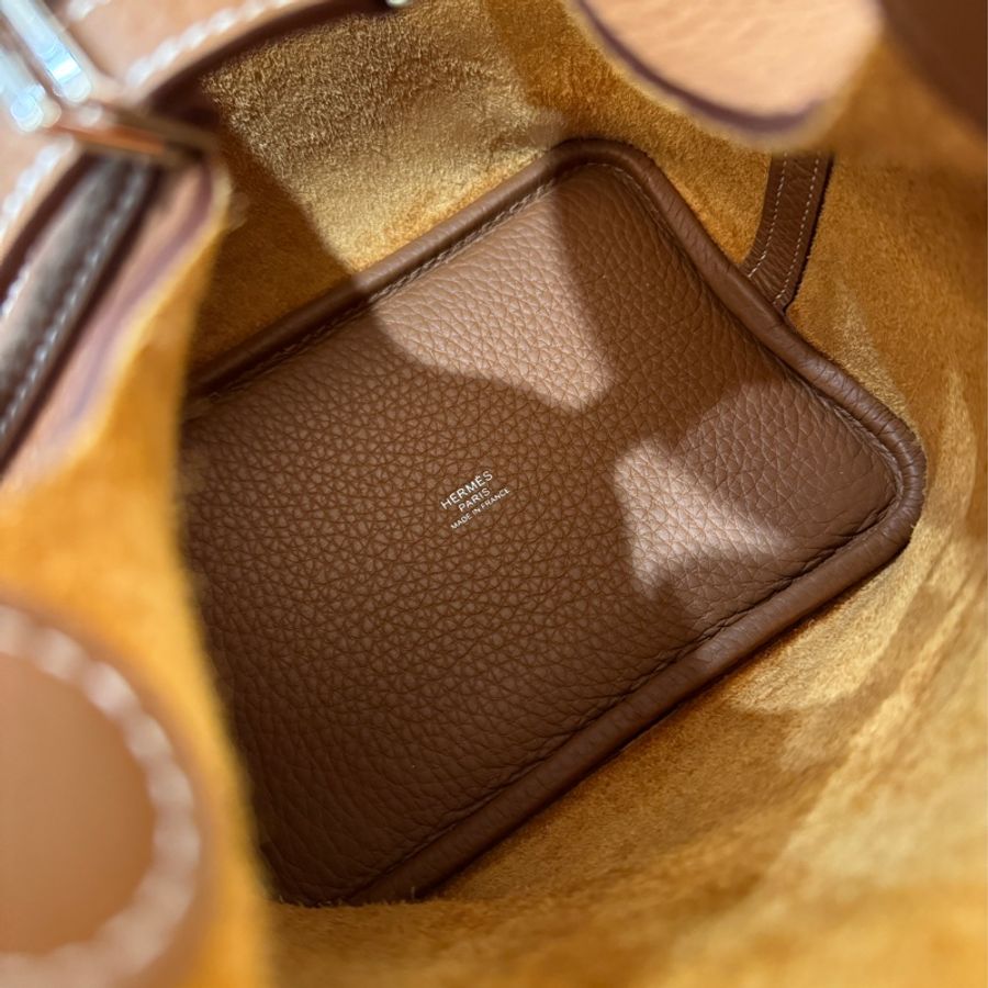 Hermes 愛馬仕 Picotin 18 金棕銀釦 全新B刻 TC皮 菜籃包-3