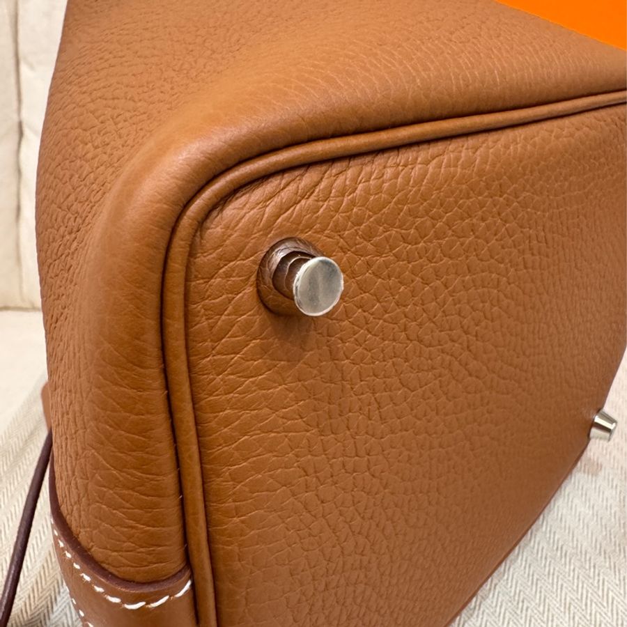 Hermes 愛馬仕 Picotin 18 金棕銀釦 全新B刻 TC皮 菜籃包-4