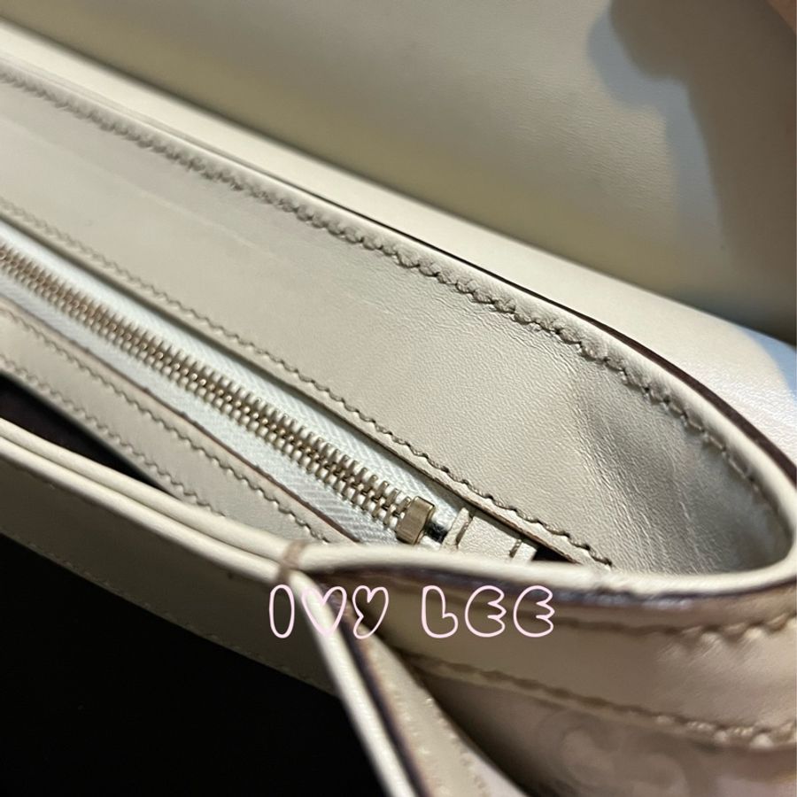 Gucci 米色 Guccissima 皮革竹柄竹節包 竹節提把VINTAGE 半月形包 肩背包 斜背包 159067 二手精品-16
