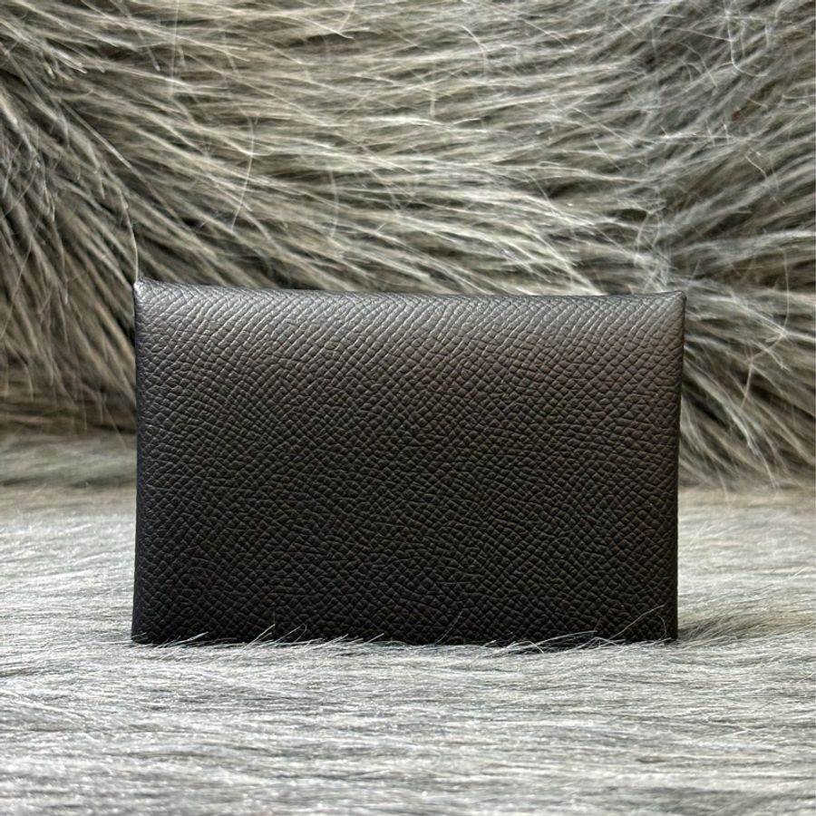 Hermes Calvi Duo Epsom 89黑 牛皮 黑色 名片夾 零錢包 卡夾-0