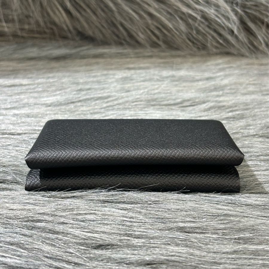 Hermes Calvi Duo Epsom 89黑 牛皮 黑色 名片夾 零錢包 卡夾-9