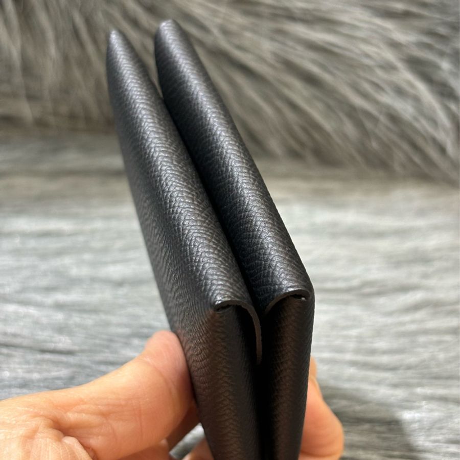 Hermes Calvi Duo Epsom 89黑 牛皮 黑色 名片夾 零錢包 卡夾-11