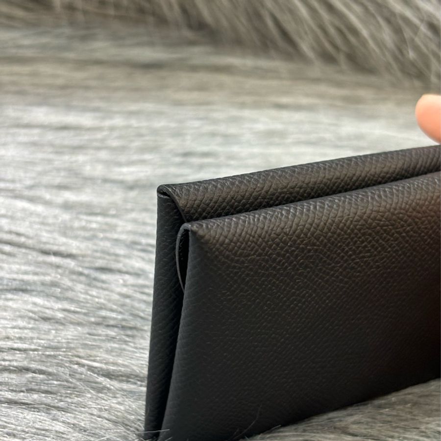Hermes Calvi Duo Epsom 89黑 牛皮 黑色 名片夾 零錢包 卡夾-17