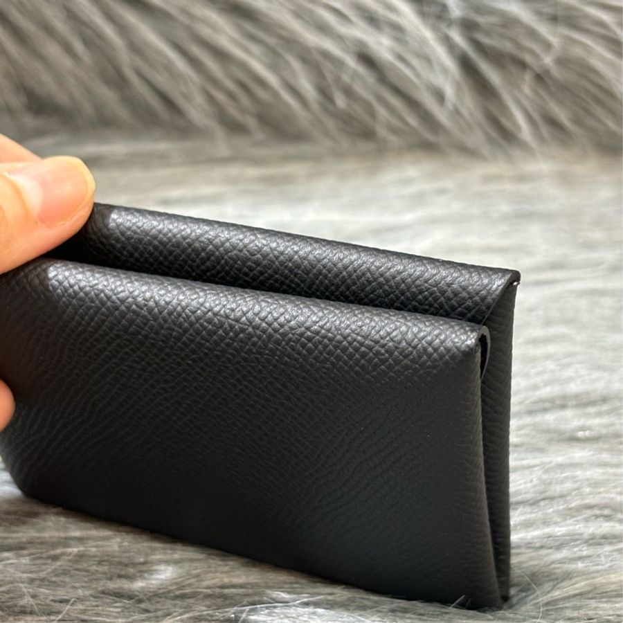 Hermes Calvi Duo Epsom 89黑 牛皮 黑色 名片夾 零錢包 卡夾-18