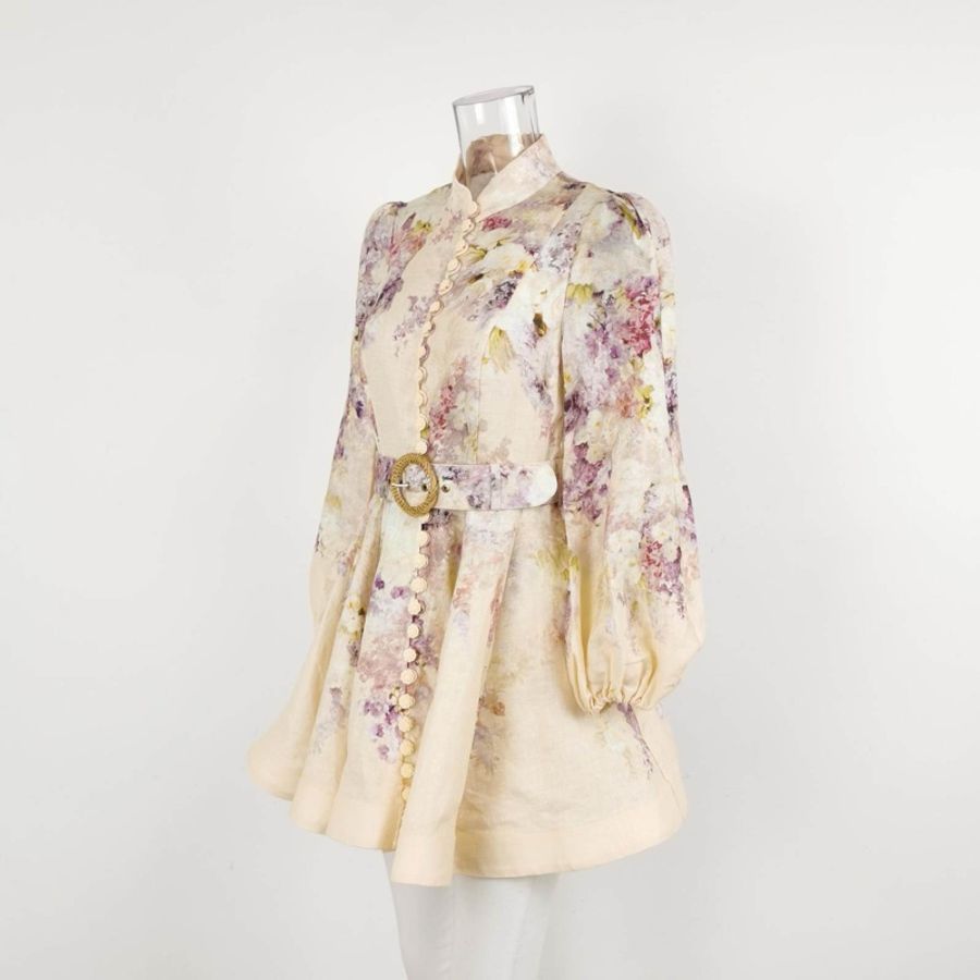 Zimmermann 亞麻花卉圖案連衣裙1碼-1