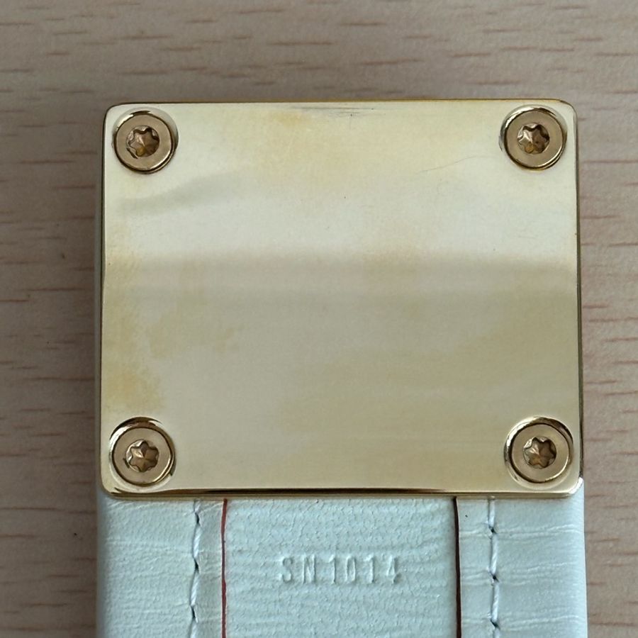 (專櫃正貨/歐洲帶回) LV Louis Vuitton 路易威登 白色皮革 金屬手環-9