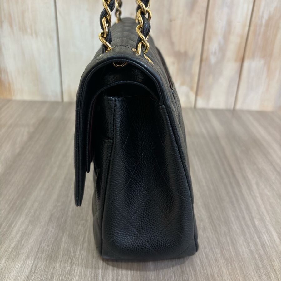 CHANEL A58600 JUMBO COCO 30 黑色 荔枝皮 金鍊 雙蓋 肩背包 CF30-19