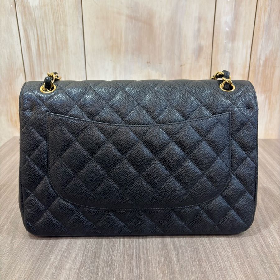 CHANEL A58600 JUMBO COCO 30 黑色 荔枝皮 金鍊 雙蓋 肩背包 CF30-6