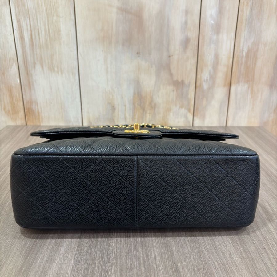 CHANEL A58600 JUMBO COCO 30 黑色 荔枝皮 金鍊 雙蓋 肩背包 CF30-7