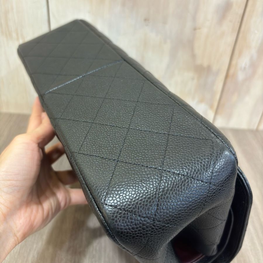CHANEL A58600 JUMBO COCO 30 黑色 荔枝皮 金鍊 雙蓋 肩背包 CF30-9