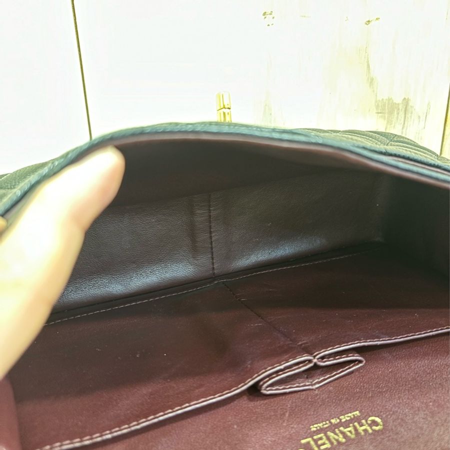 CHANEL A58600 JUMBO COCO 30 黑色 荔枝皮 金鍊 雙蓋 肩背包 CF30-10
