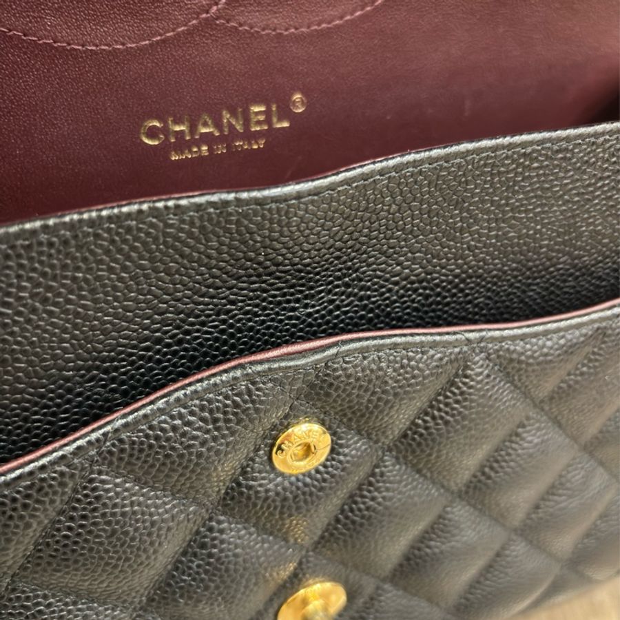 CHANEL A58600 JUMBO COCO 30 黑色 荔枝皮 金鍊 雙蓋 肩背包 CF30-17