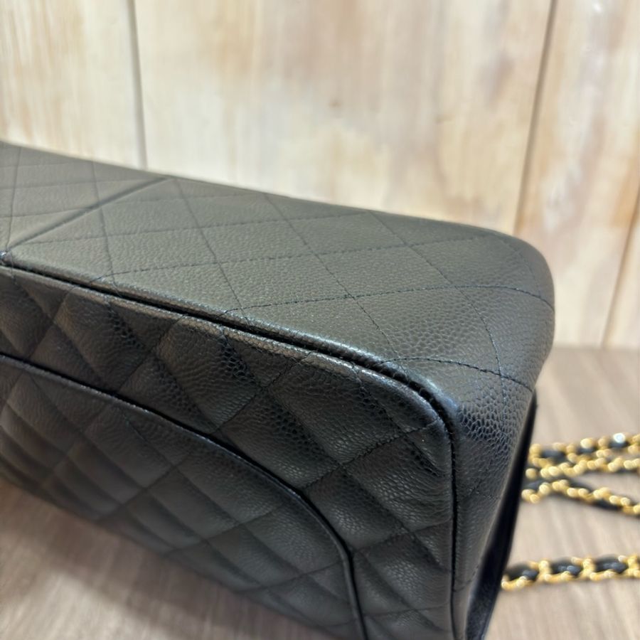 CHANEL A58600 JUMBO COCO 30 黑色 荔枝皮 金鍊 雙蓋 肩背包 CF30-25