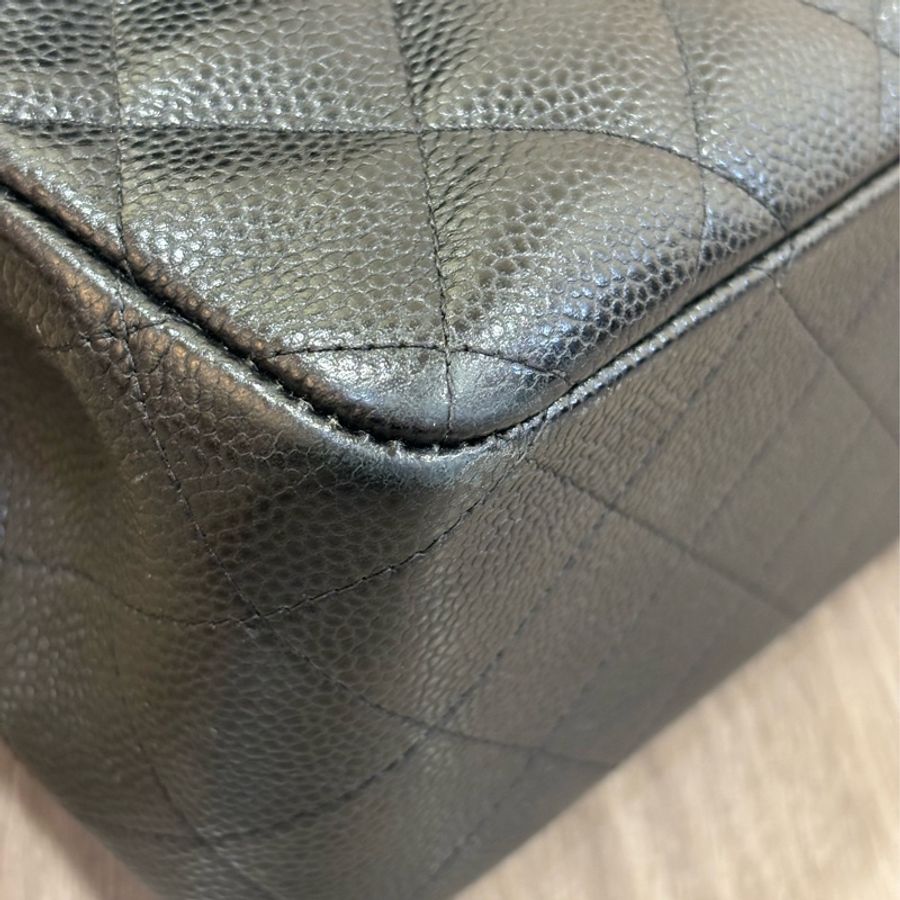 CHANEL A58600 JUMBO COCO 30 黑色 荔枝皮 金鍊 雙蓋 肩背包 CF30-31