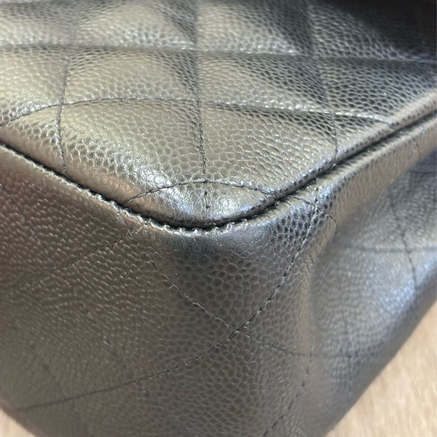 CHANEL A58600 JUMBO COCO 30 黑色 荔枝皮 金鍊 雙蓋 肩背包 CF30-32