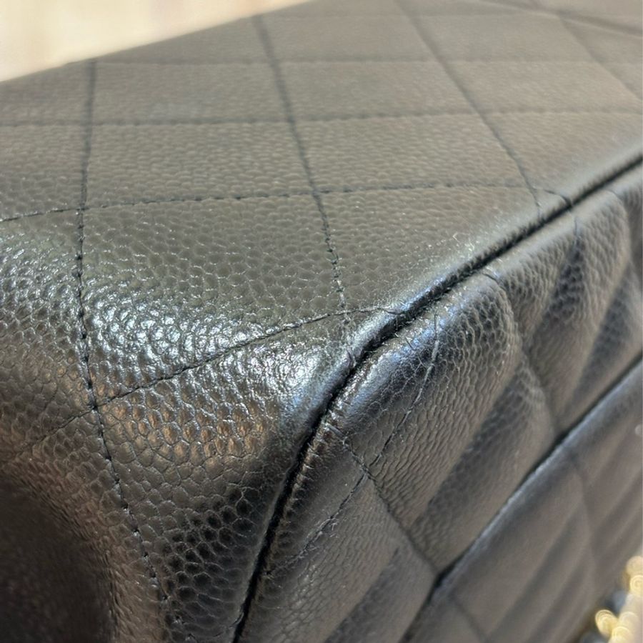 CHANEL A58600 JUMBO COCO 30 黑色 荔枝皮 金鍊 雙蓋 肩背包 CF30-33