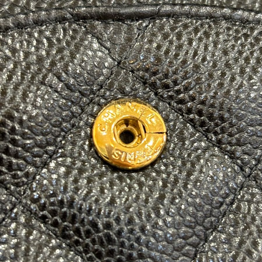 CHANEL A58600 JUMBO COCO 30 黑色 荔枝皮 金鍊 雙蓋 肩背包 CF30-41