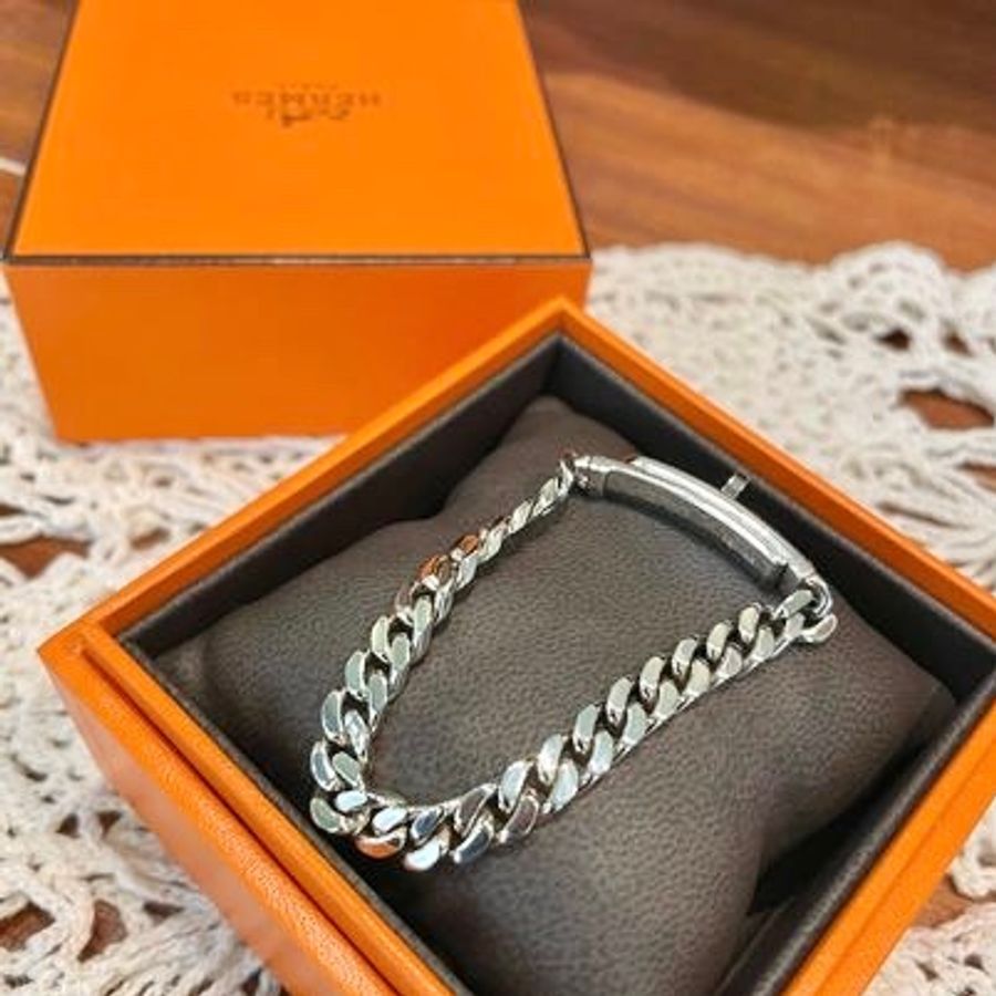Hermes Kelly Gourmette 絕版純銀手鍊 華麗貴氣 手環-4