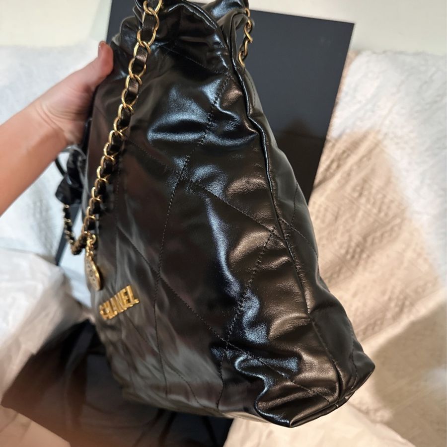 CHANEL | 22 bag 黑金中號|-2