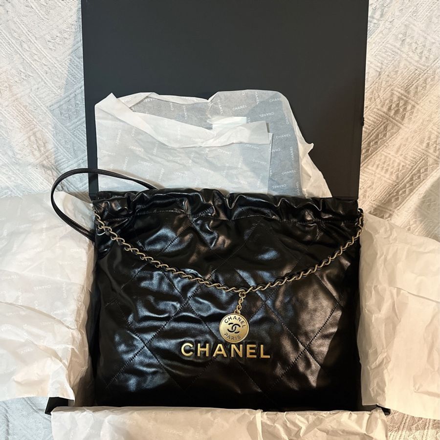CHANEL | 22 bag 黑金中號|-12