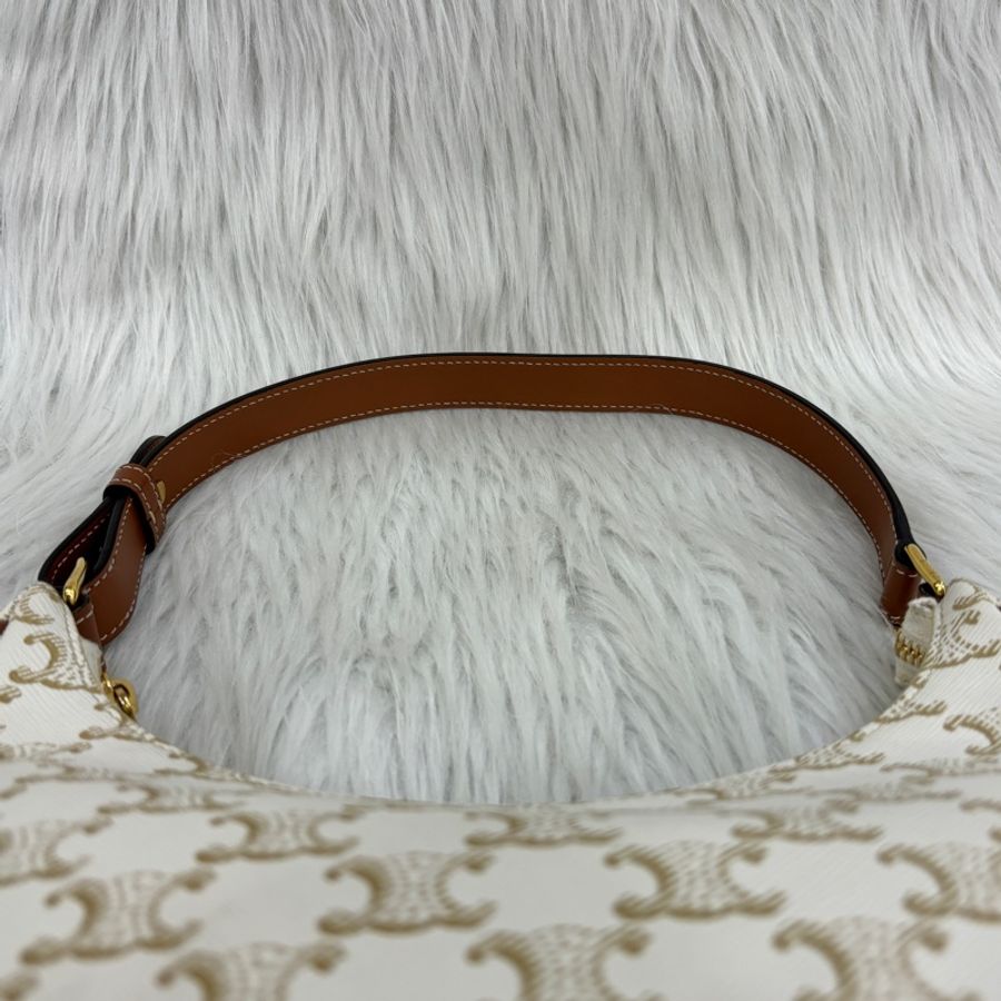 Celine 193952 白凱旋門Triomphe帆布Ava腋下包-20