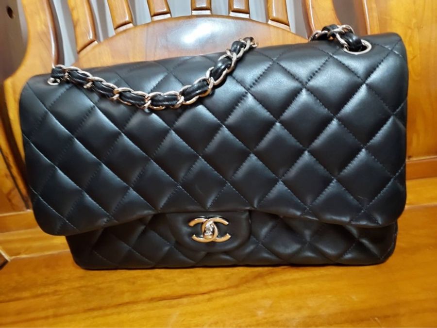 Chanel coco jambo 30cm 小羊皮黑色肩背包-0