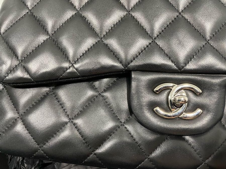 Chanel coco jambo 30cm 小羊皮黑色肩背包-5
