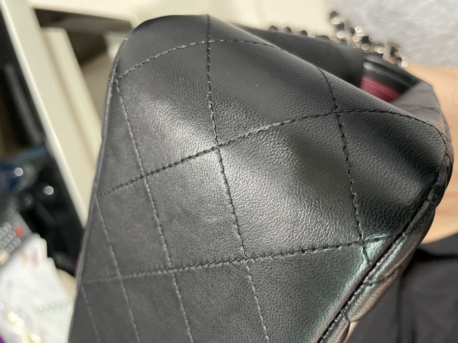 Chanel coco jambo 30cm 小羊皮黑色肩背包-6