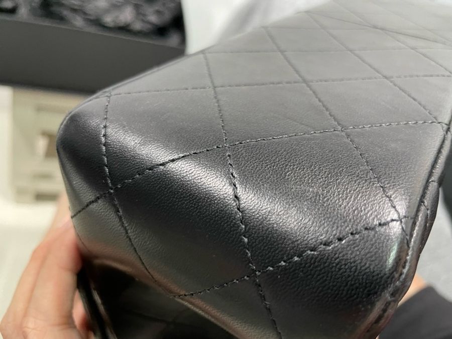 Chanel coco jambo 30cm 小羊皮黑色肩背包-7