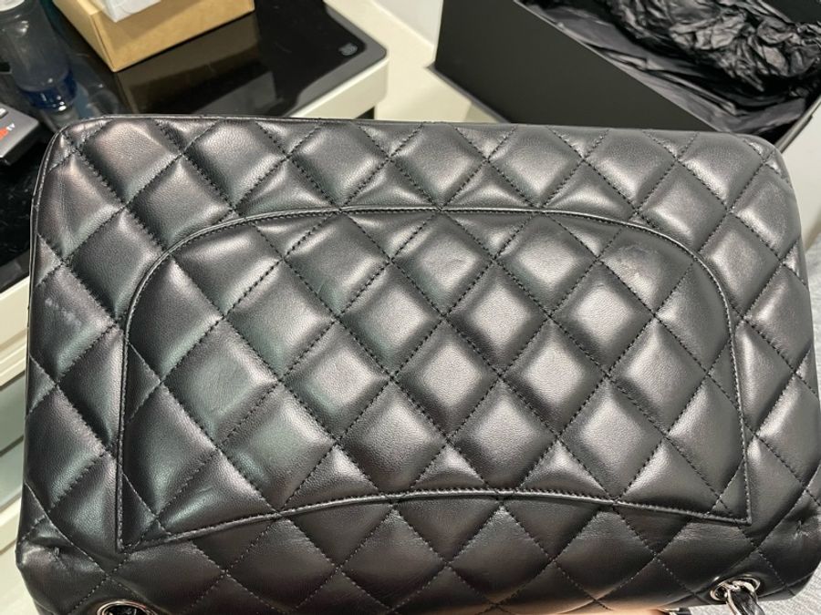 Chanel coco jambo 30cm 小羊皮黑色肩背包-8