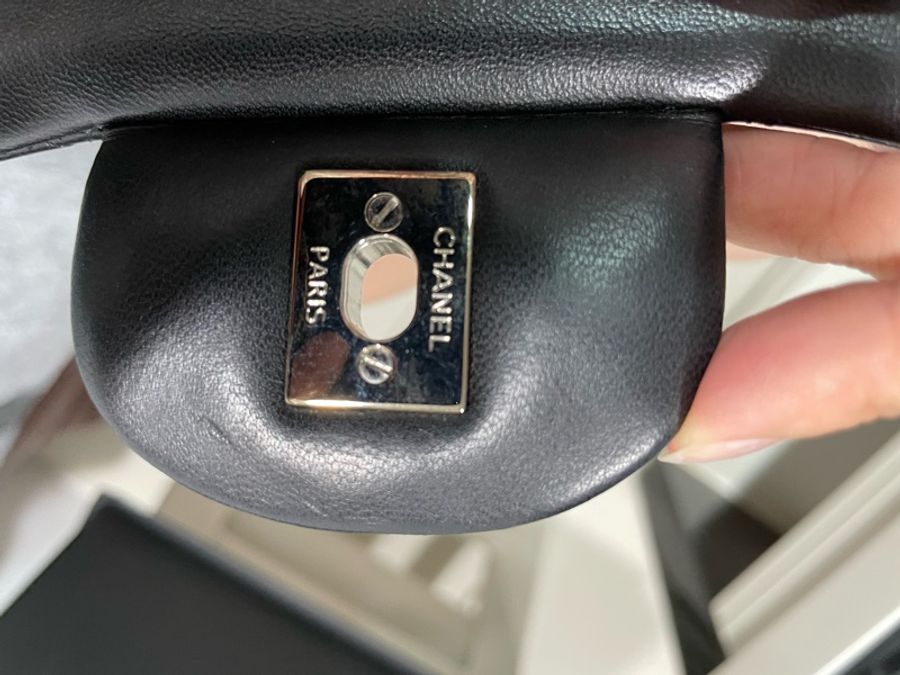 Chanel coco jambo 30cm 小羊皮黑色肩背包-9
