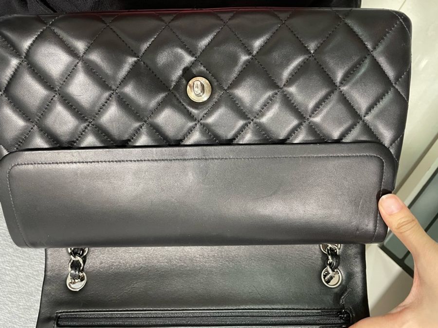 Chanel coco jambo 30cm 小羊皮黑色肩背包-11