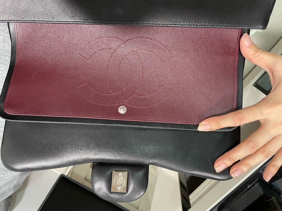 Chanel coco jambo 30cm 小羊皮黑色肩背包-12