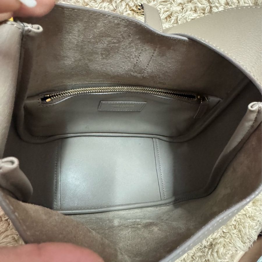 YSL le5a7 hobo包 小款hobo SAINT LAURENT 駝色手提包 經典柔軟款式手袋 麂皮襯裡-4