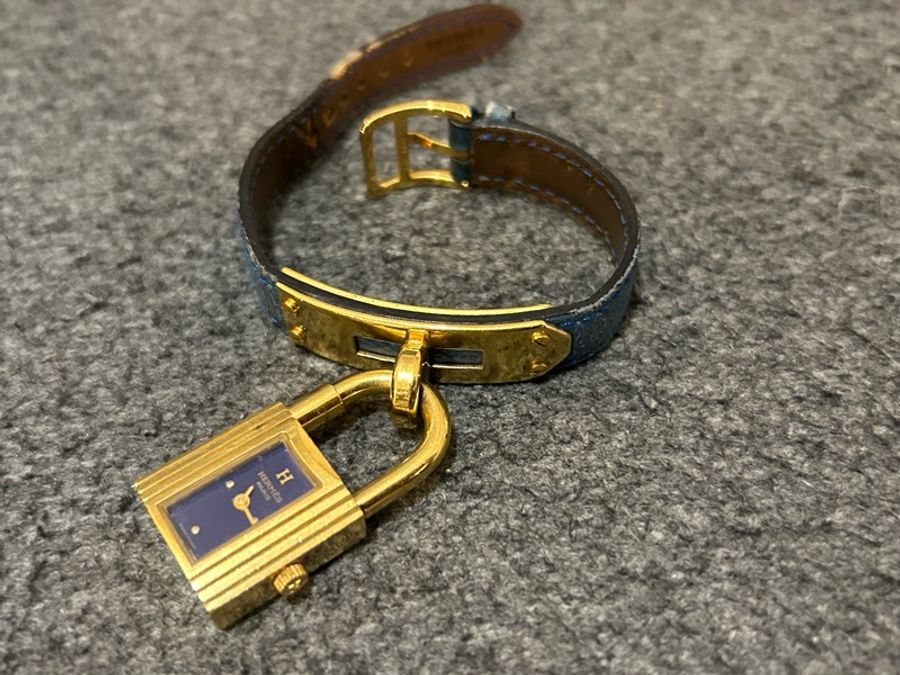 Hermes 真品正品絕版限量Kelly 凱莉鎖頭錶低價起標-4