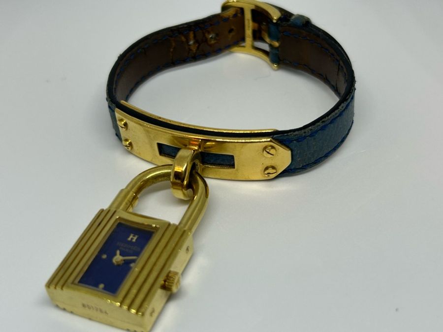 Hermes 真品正品絕版限量Kelly 凱莉鎖頭錶低價起標-5