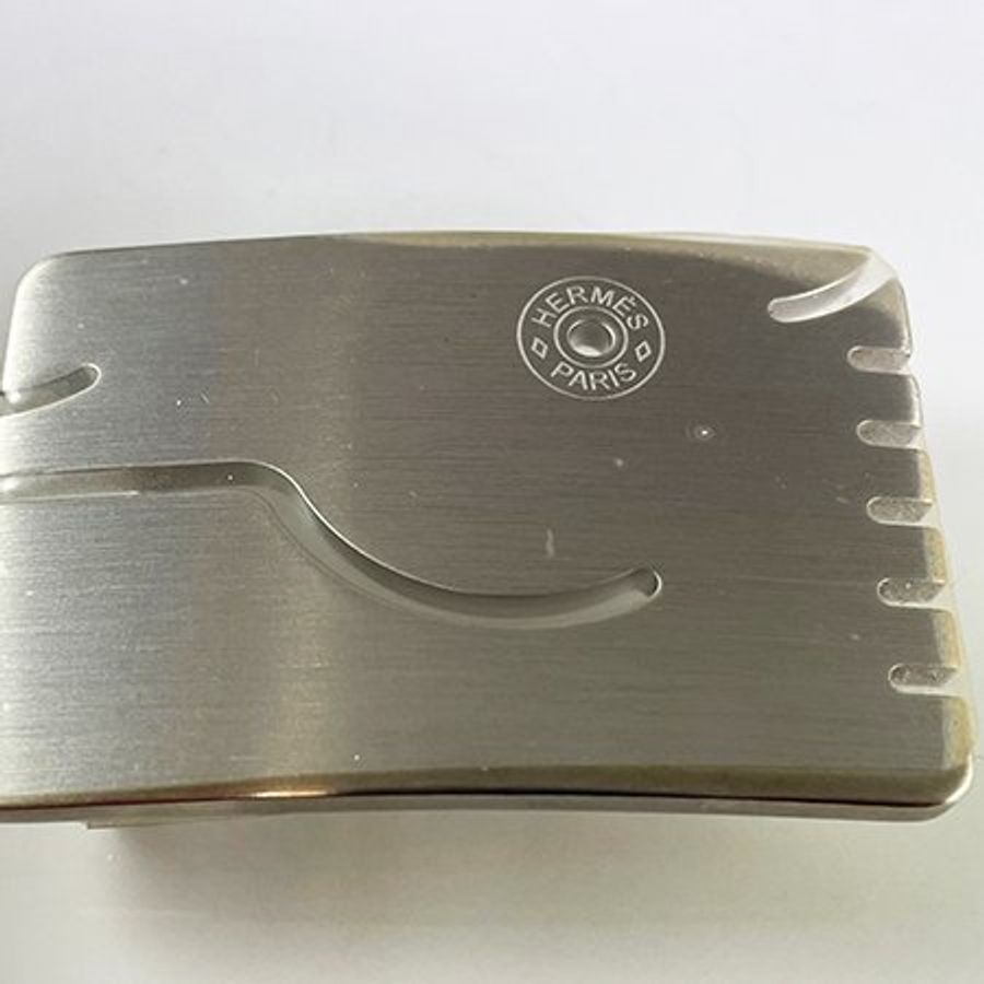 Hermès 黑/灰色 BOX/TOGO牛皮銀扣雙面皮帶 83CM 寬3.2CM-1