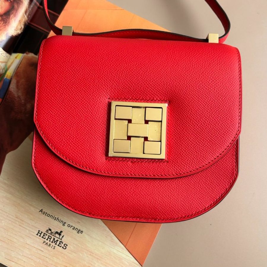 ::HERMES:: Mosaique 17 馬賽克 番茄紅側背包-0